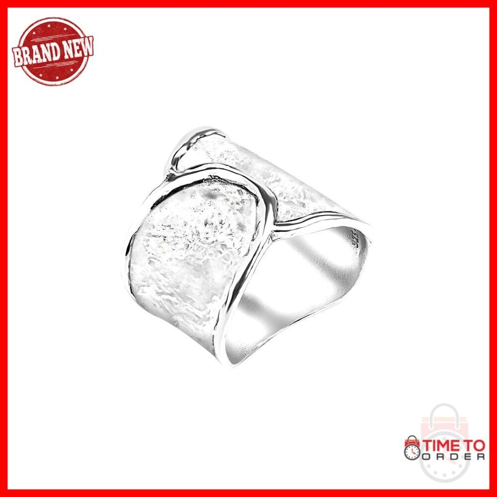 925 Sterling Silver Hammered Statement Ring Size 7, Hypoallergenic Chunky Design